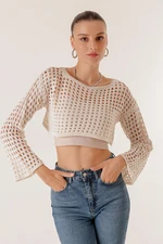 By Saygı Perforated Crop Sweater