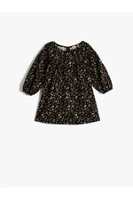 Koton Floral Dress Long Sleeves Round Neck Cotton