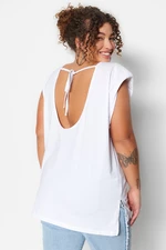 Trendyol Curve White More Sustainable Knitted Knitted Decollete, Padded T-Shirts