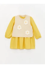 LC Waikiki Crew Neck Baby Girl Dress and Sweater Set of 2