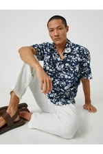 Koton Summer Shirt with Floral Short Sleeves, Classic Collar