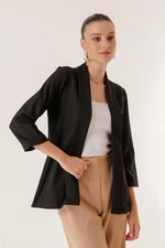 By Saygı Lycra Double Sleeve Fabric Short Jacket with Shawl Collar Width Length.