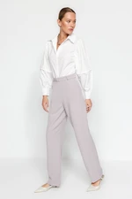 Trendyol Gray Wide Leg Pleated Woven Trousers