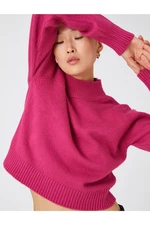 Koton High Collar Knitwear Sweater with Rib Detail