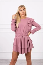 Dark pink dress with vertical ruffles