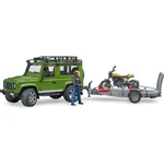 Bruder 2589 Land Rover defender  s podvalníkem a motorkou Ducati