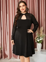 Plus Size Crew Neck Cut Out Zip Back Fastening Dress