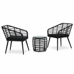 3 Piece Bistro Set Poly Rattan Black