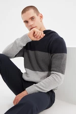 Trendyol Navy Blue Hooded Regular Fit Knitwear Sweater