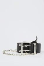 DEFACTO Women's Chain Detailed Faux Leather Belt