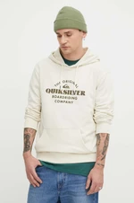 Mikina Quiksilver pánska, béžová farba, s kapucňou, s potlačou