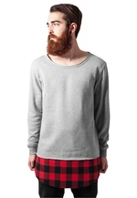 Long Flanell Bottom Open Edge Crewneck Grey/Block/Red