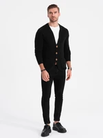 Ombre Men's structured cardigan sweater with pockets - black