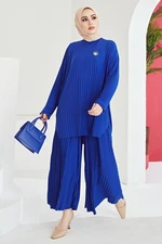 InStyle Mila Pleated Trousers Tunic Double Suit - Sax