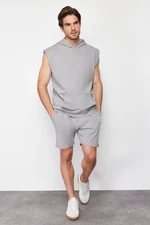 Trendyol Gray Regular/Regular Fit Stitch Detail Printed Shorts