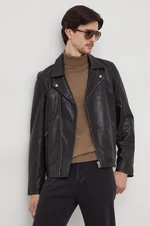 Kožená bunda Pepe Jeans Valen pánská, černá barva, přechodná, PM402881