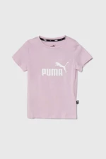 Dětské bavlněné tričko Puma růžová barva