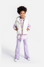 Dětské bavlněné kalhoty Coccodrillo fialová barva, hladké