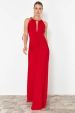 Trendyol Limited Edition Red A-Cut Window/Cut Out Detailed Evening Long Evening Dress