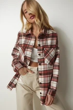 Happiness İstanbul Women's Tile Bone Patterned Oversize Cachet Lumberjack Shirt