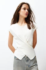 Trendyol Ecru Cotton T-Shirt Look Knitwear Blouse