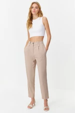 Trendyol Light Brown Carrot High Waist Polyviscon Woven Trousers