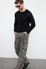 Trendyol Black Slim Fit Crew Neck Raglan Sleeve Seamless Basic Knitwear Sweater