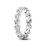 Pandora Trblietavý strieborný prsteň Row of Hearts Timeless 193103C01 52 mm