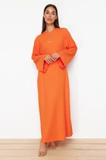 Trendyol Orange Spanish Sleeve Crepe/Textured Knit Dress