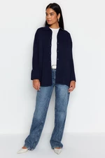 Trendyol Dark Navy Blue Rib kötöttáru Cardigan