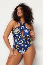 Trendyol Curve Multicolor Patterned Deep V Swimsuit