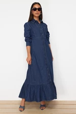 Trendyol Dark Blue Maxi Modest Denim Dress