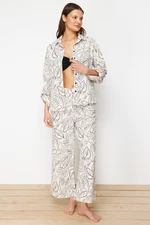 Trendyol Floral Patterned Woven Linen Look Shirt and Trousers Set