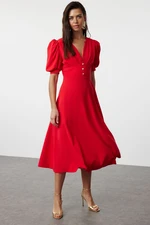 Trendyol Red A-Cut Shiny Stone Woven Elegant Evening Dress