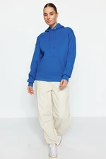 Trendyol Saks Hooded Back Printed Oversize/Wide Fit Thick Inside Fleece Knitted Sweatshirt