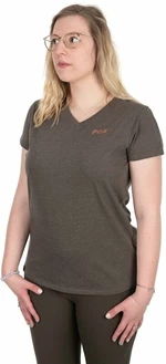 Fox Fishing Tricou Womens V-Neck T-Shirt Dusty Olive Marl/Mauve Fox S