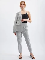 Orsay Light gray ladies plaid straight fit pants - Women