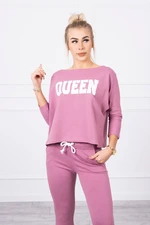 Set with Queen print dark pink