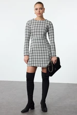 Trendyol Black Plaid / Checkered A-Line Mini Woven Dress