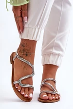 Women's lace-up sandals with silver decoration Hayen