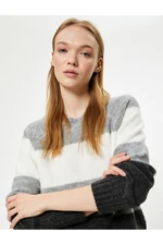 Koton Knitwear Sweater Crew Neck Long Sleeve Color Blocked