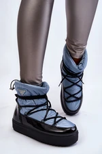 Women's fashionable lace-up snow boots Blue Carrios