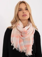 Light beige and peach scarf with fringe