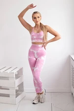 Women's Fitness Set Top + Push Up Leggings - Light Pink/Eco