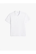 Koton Half Zipper Polo T-Shirt Short Sleeve Textured