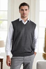 90829 Dewberry V Neck Sleeveless Knit Mens Sweater-DARK GREY