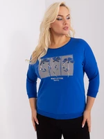 Plus Size Cotton Blouse Cobalt Blue