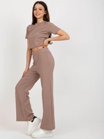 Women's dark beige striped casual set