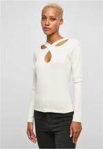 Ladies Crossed Cut Out Longsleeve whitesand