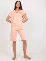 Peach women's cotton pajamas with shorts